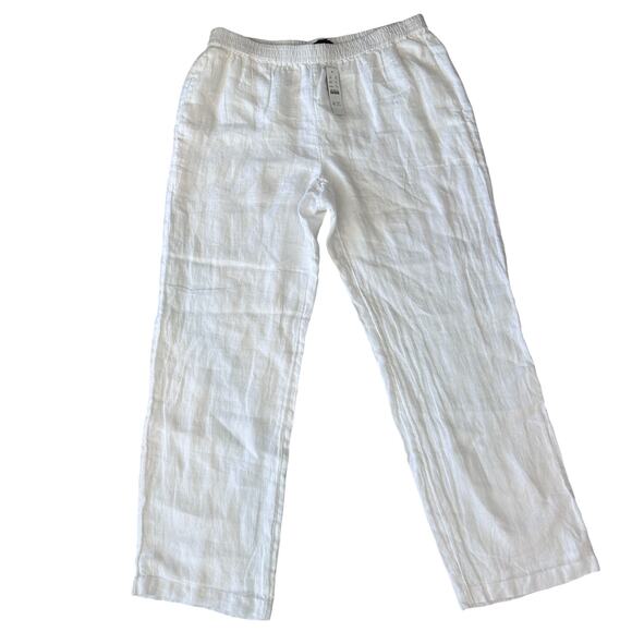 J Crew NWT White Linen Pants Womens Size 12 Petite NEW - Picture 1 of 4